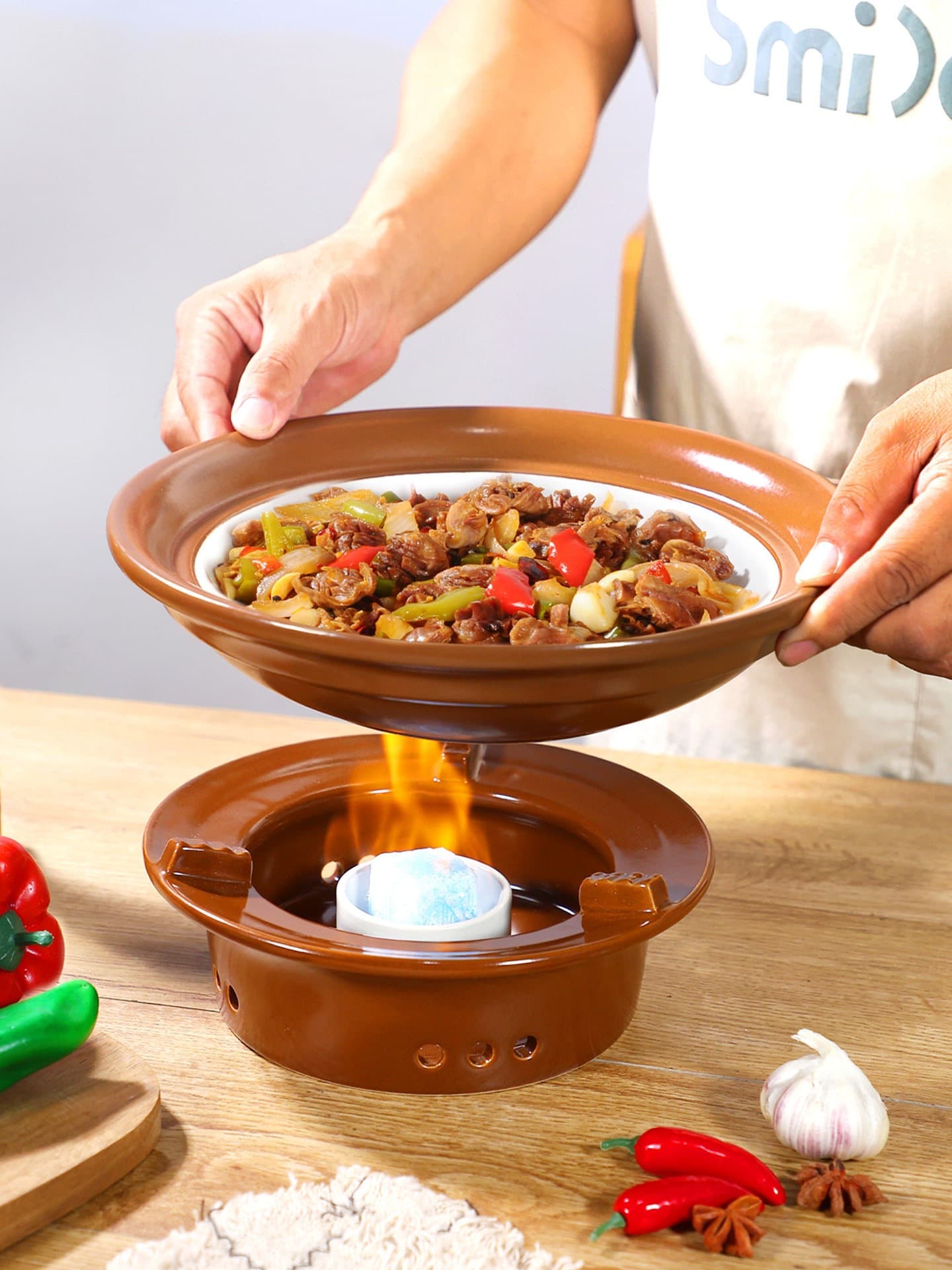 Ceramic Alcohol Stove Small Hot Pot, Special Dry Pot Clay Pot Heating Stove, Restaurant Insulated Dish, Soup Plate