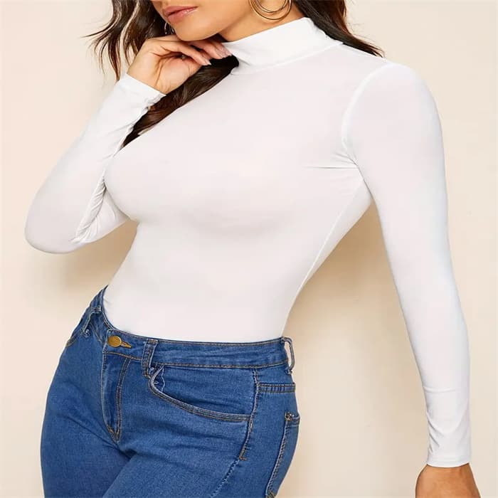 2024 New Cross-border EU US Amazon Export Solid Color Turtleneck Top Spring Autumn Casual Long Sleeve Top