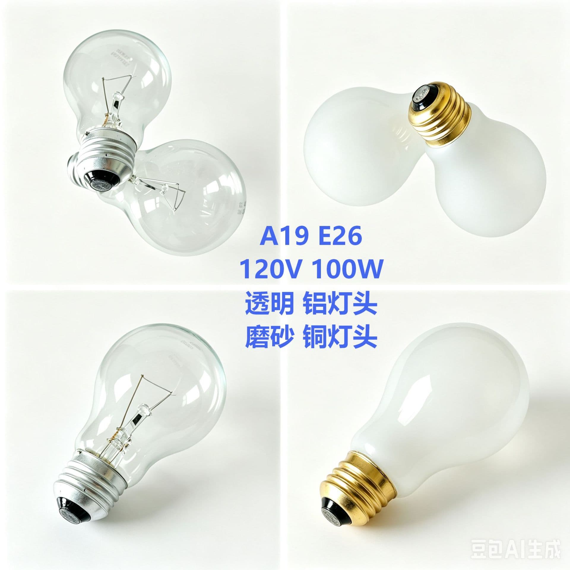 100W Incandescent E26 US Standard A19 Bulb, 120V, 2700K Warm White, Dimmable