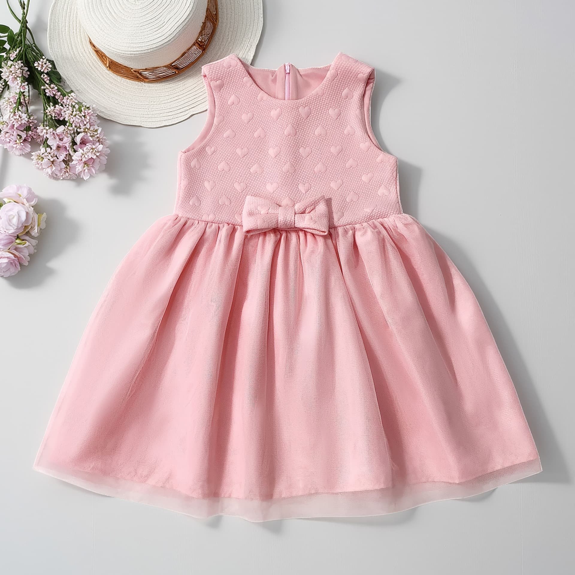 Girls Pink Autumn Winter Sleeveless Princess Dress for Birthday Party New Dress Little Girl Cross-border