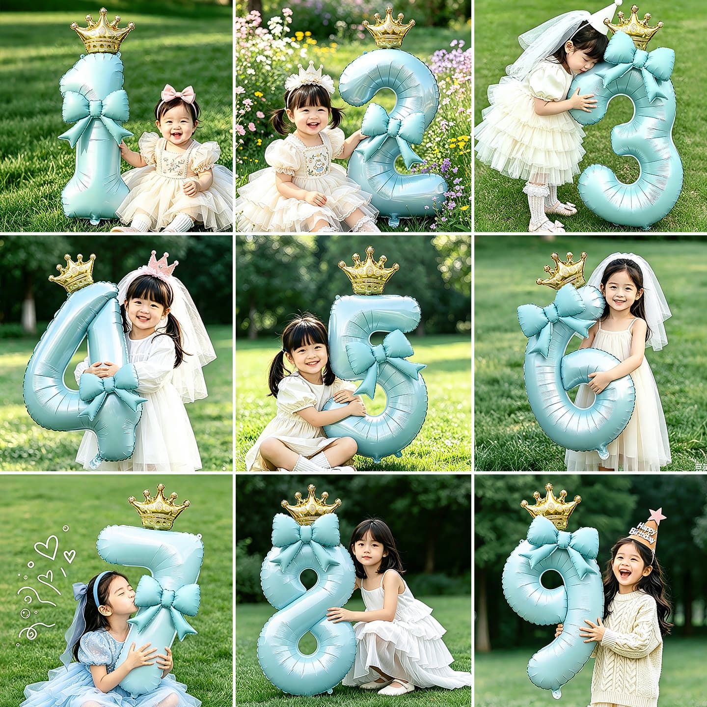 Happy Birthday Blue Number Balloon Scene Decoration for Boys and Girls Party Ceremony Atmosphere Photo Props