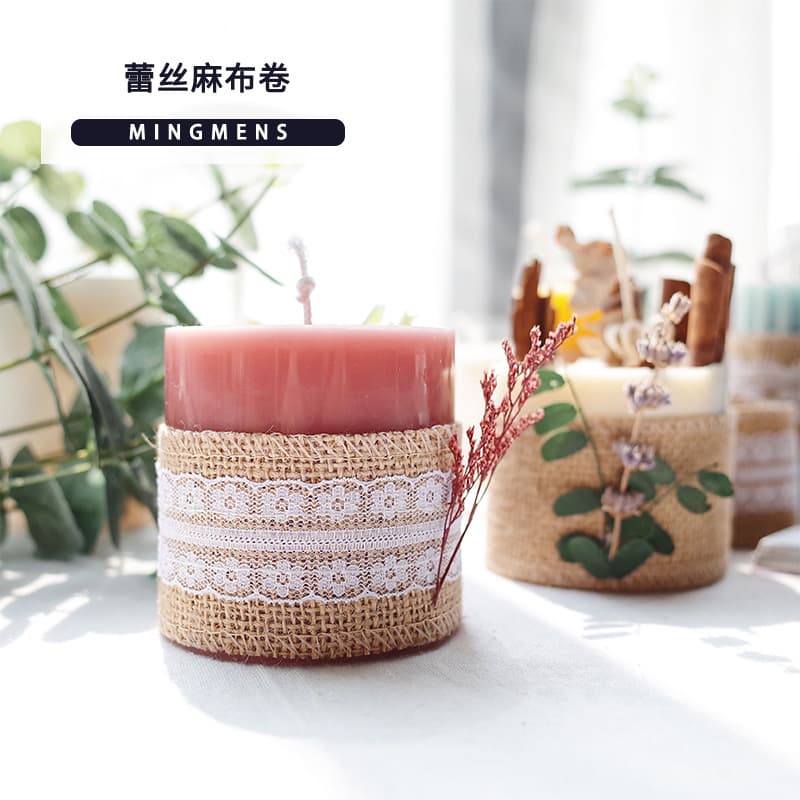 Lace linen candle diy decoration linen lace crafts candle packaging decoration aromatherapy candle diy material