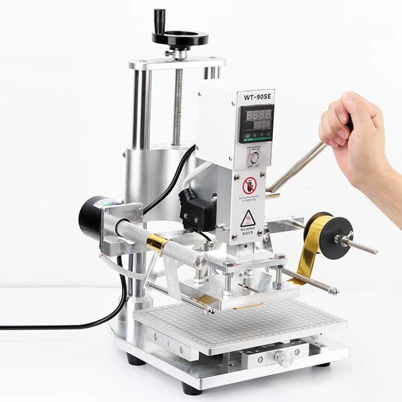 Small Hot Stamping Machine for Leather, Paper Box, Packaging, Notebook Logo Hot Foil Printer with Automatic Paper Feed, Heat Press, Embossing, and Marking Machine