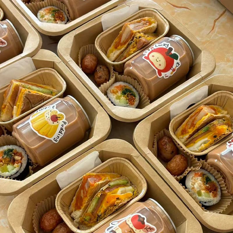 Disposable kraft paper lunch box, take-out fruit cutting box, fruit packaging box, dessert light snack salad, star anise bento paper bowl