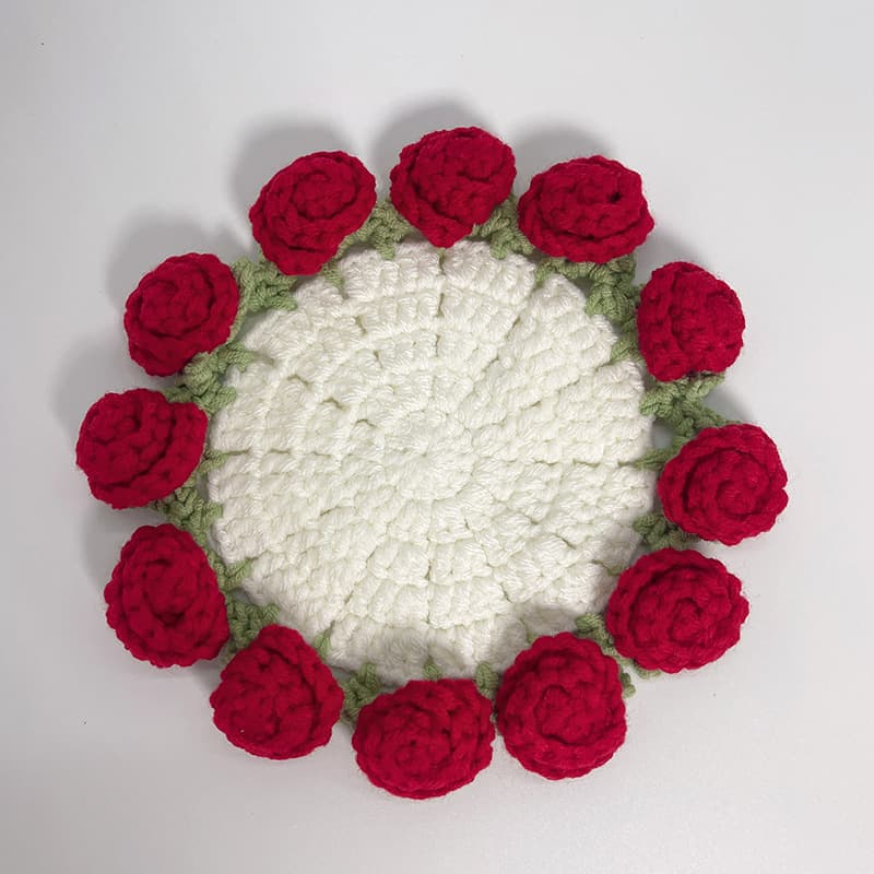 Cross-Border Finished New Cute Style Ins Small Flower Coaster Placemat Crochet Heat Insulation Pad Yarn Handmade Milk Cotton