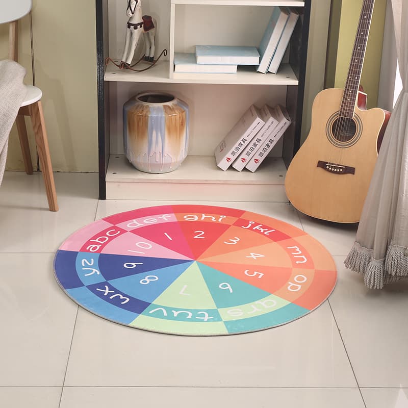Factory Supply Round 3D Carpet Cartoon Printed Carpet Children's Living Room Bedroom Computer Chair Floor Mat Thickened