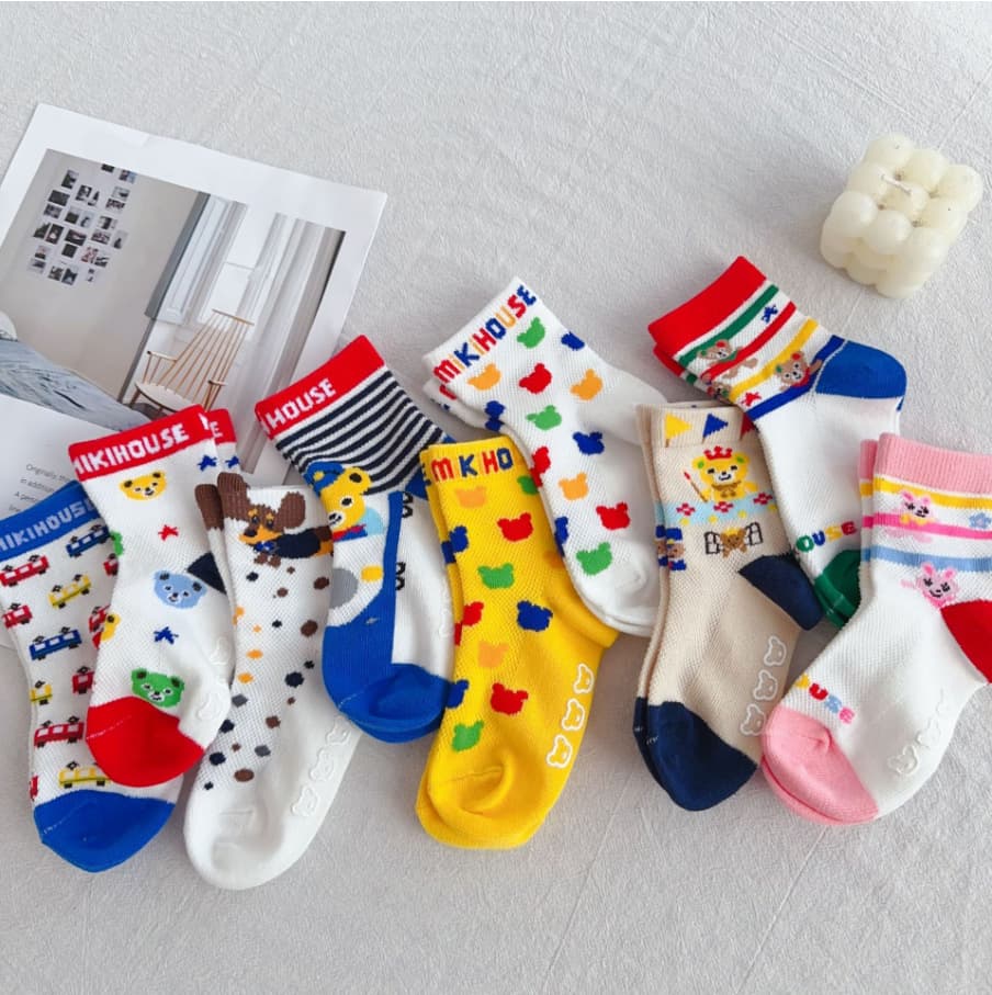 Kids Socks Spring Summer New Cartoon Mid-Calf Socks Combed Cotton Boys and Girls Socks Children Cotton Socks