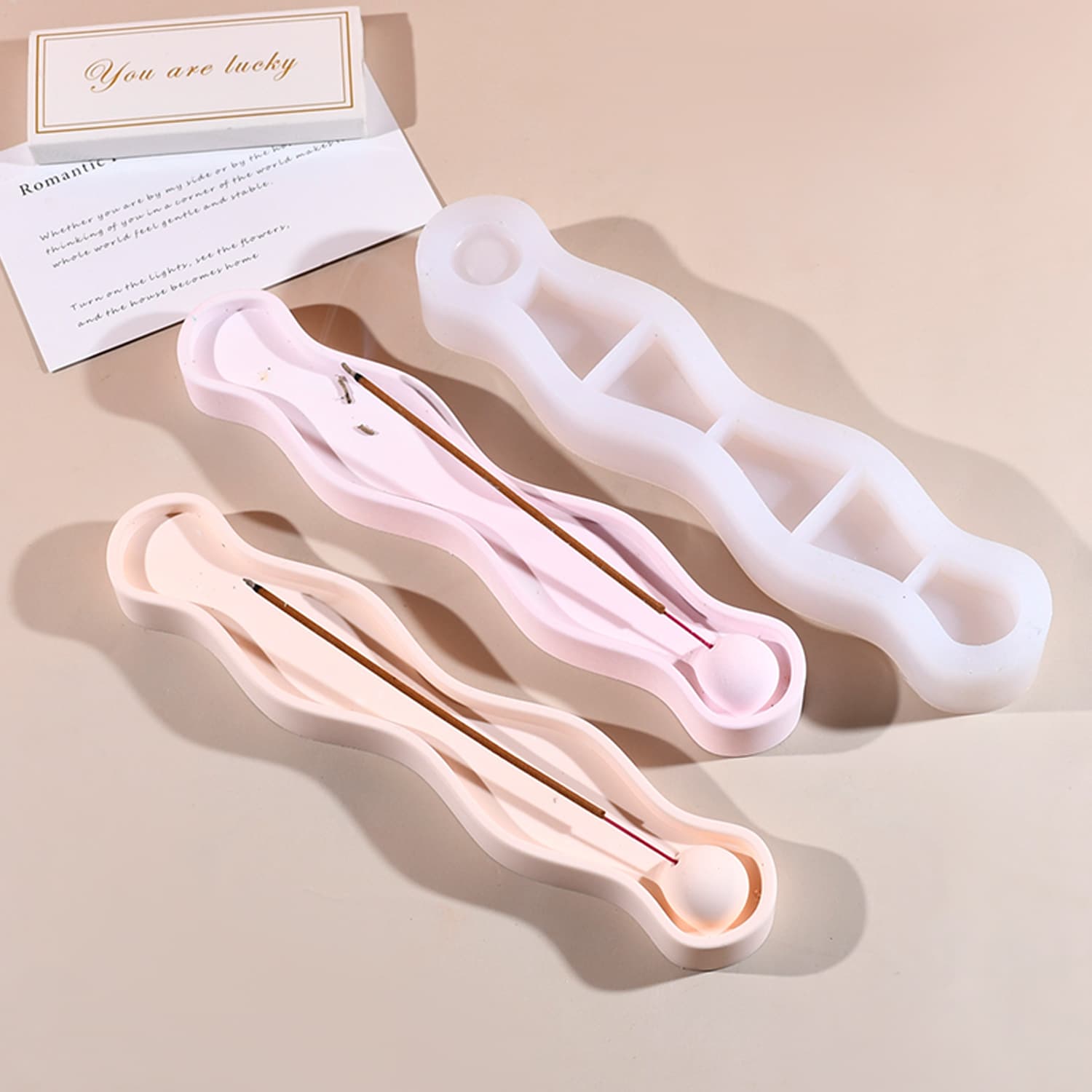 Caifu diy wave incense tray drip mold zen incense incense candlestick ornament silicone mold