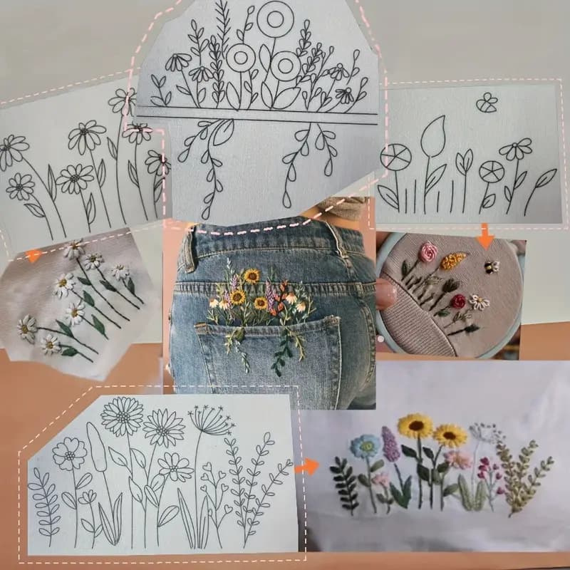 Embroidery Patch for Clothes Hand Embroidery Water-Soluble DIY T-Shirt Jeans Backing