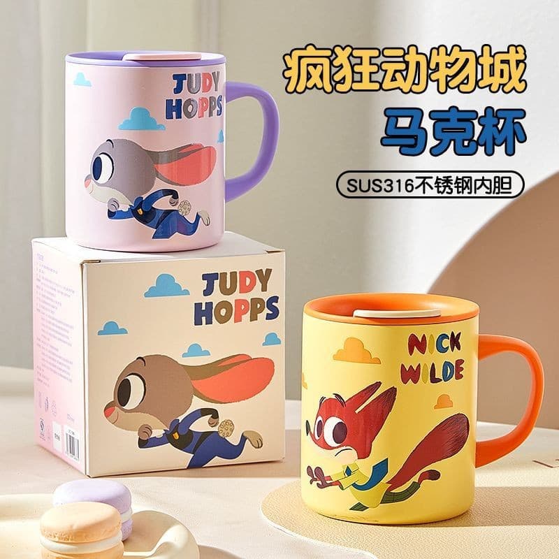 Zootopia Insulated Cup for Kids, High Appearance Mug, Home Use Couple Water Cup, Judy Nick Coffee Cup