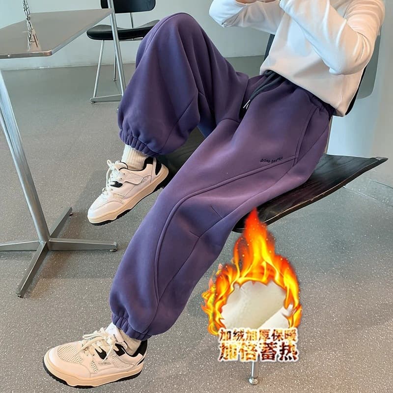 Girls' sports pants new autumn and winter 2026 children's Korean style loose sweatpants thin velvet plus velvet foreign style casual trousers
