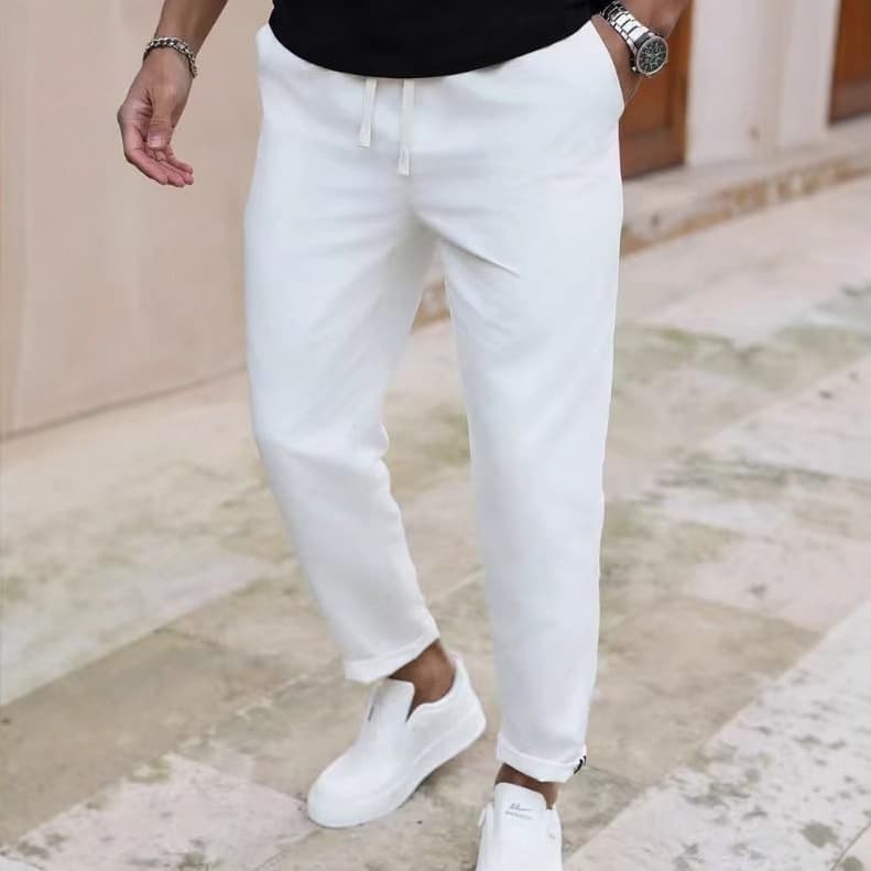Cross-border wholesale summer 9/4-length casual pants for men, thin style, slim fit, large sizes available