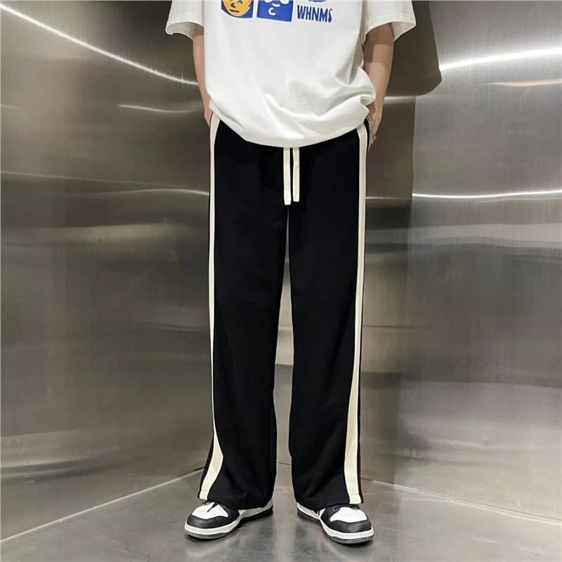 European and American Vibe Style Pants for Men Summer High Street Streetwear Brand Dropped Hem Vintage Zip Split Straight Leg Floor-Length Trousers