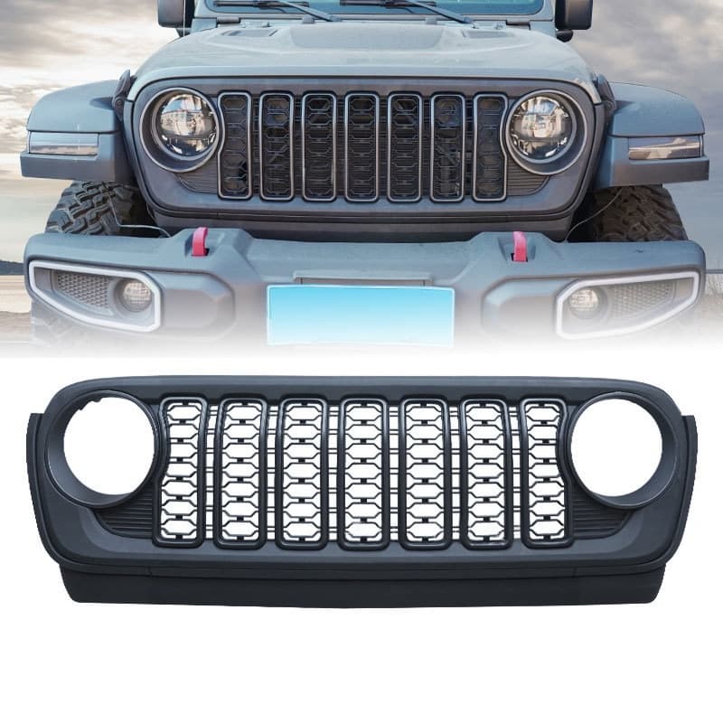 Compatible with 2018-2024 Jeep Wrangler JL Rubicon Grille Modification Without Camera
