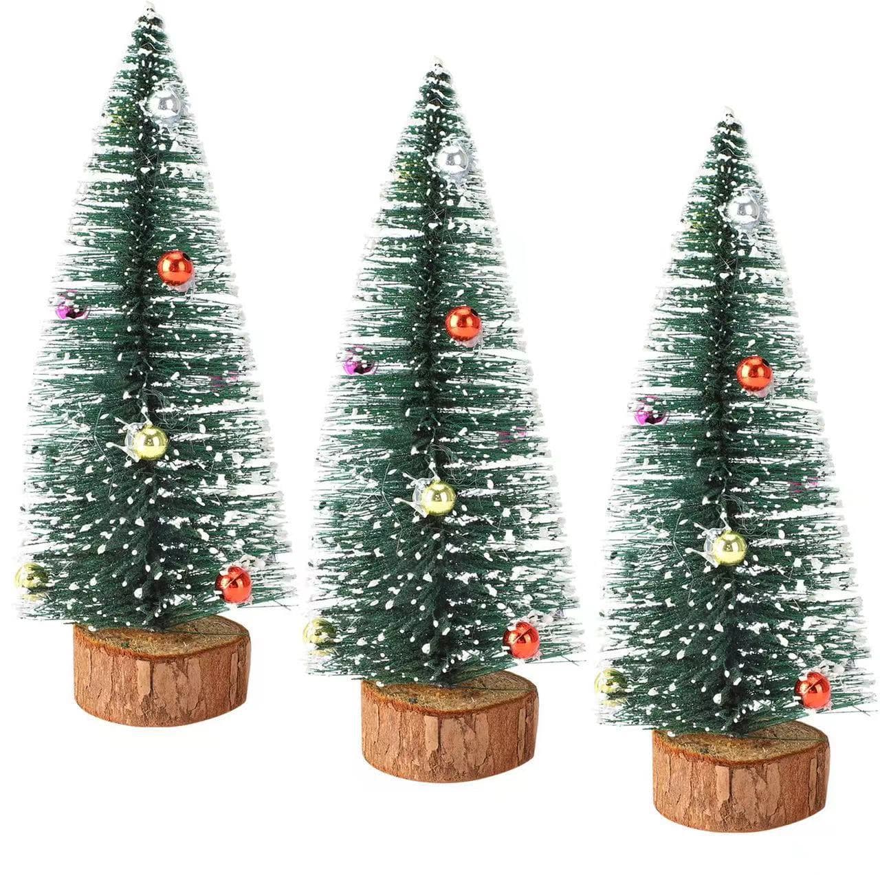 New Mini Christmas Tree with Snowy Flocked Pine Cones, Desktop/Window Display Small Decoration