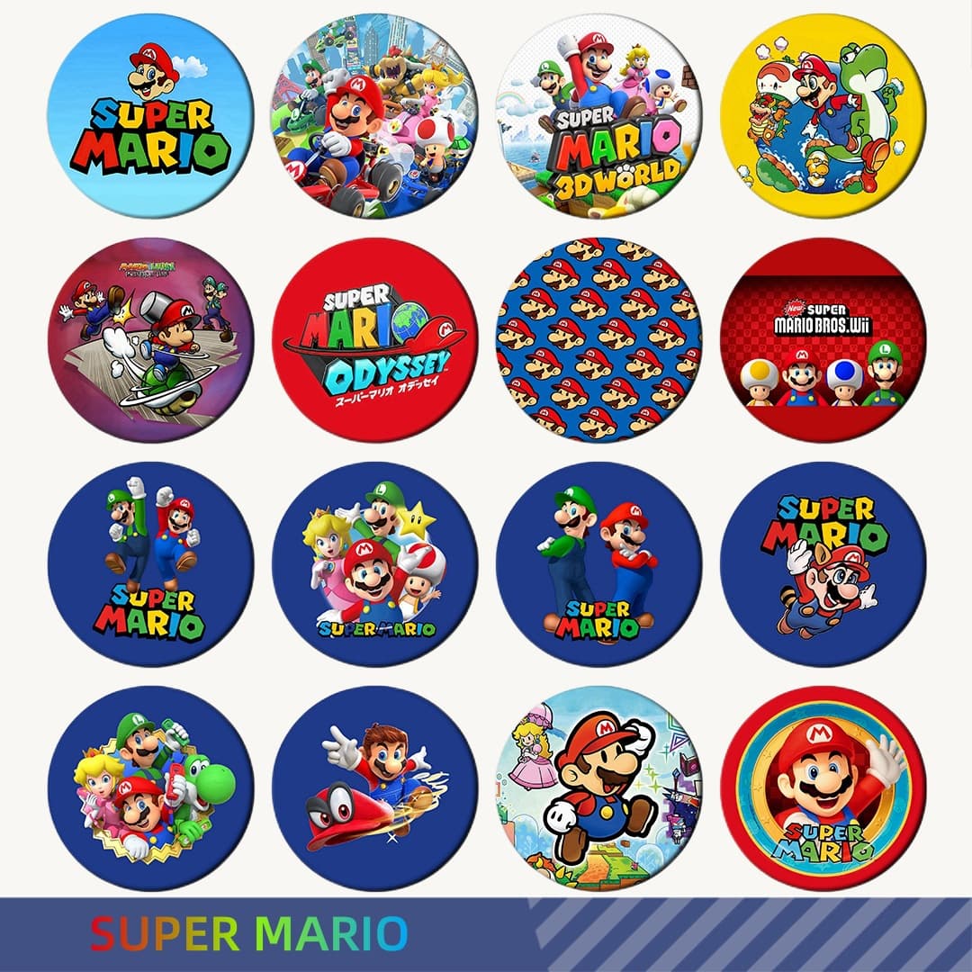 Marie Badge Game Surrounding Super Mario Badge Round Tinplate Cartoon Pendant Retro Badge