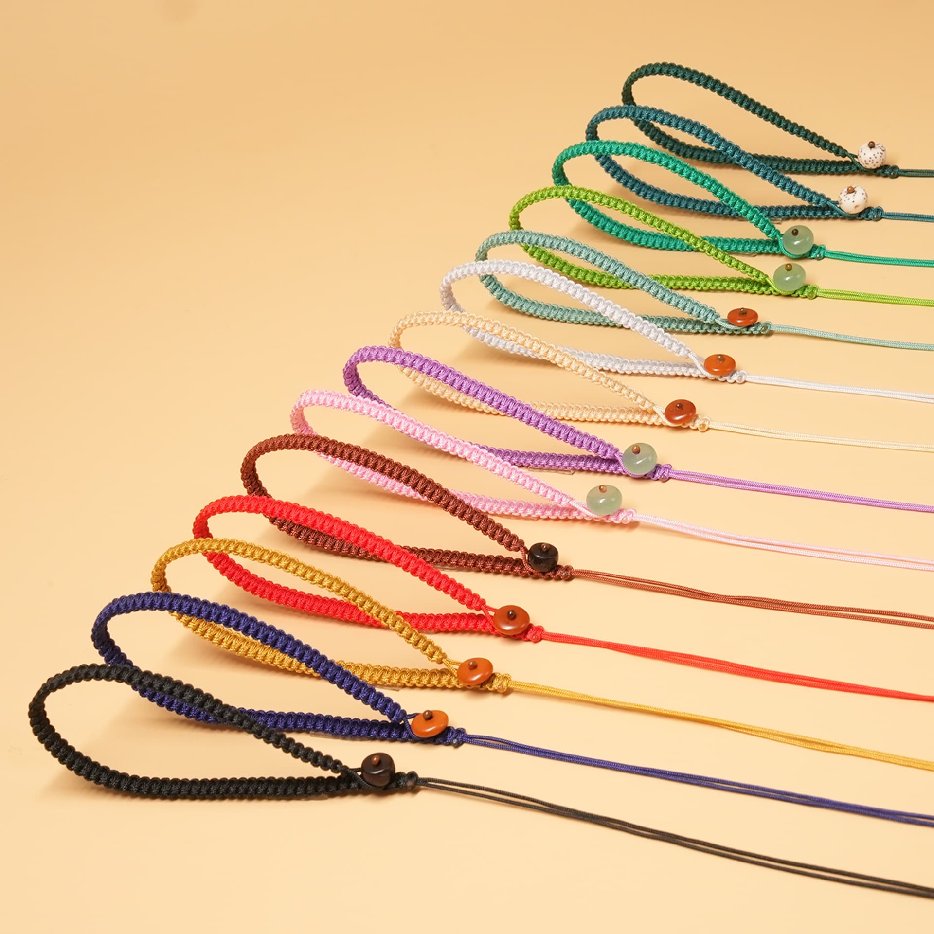 Car rearview mirror hanging flat knot, hand-woven cord, detachable movable buckle DIY accessory, car interior pendant accessory