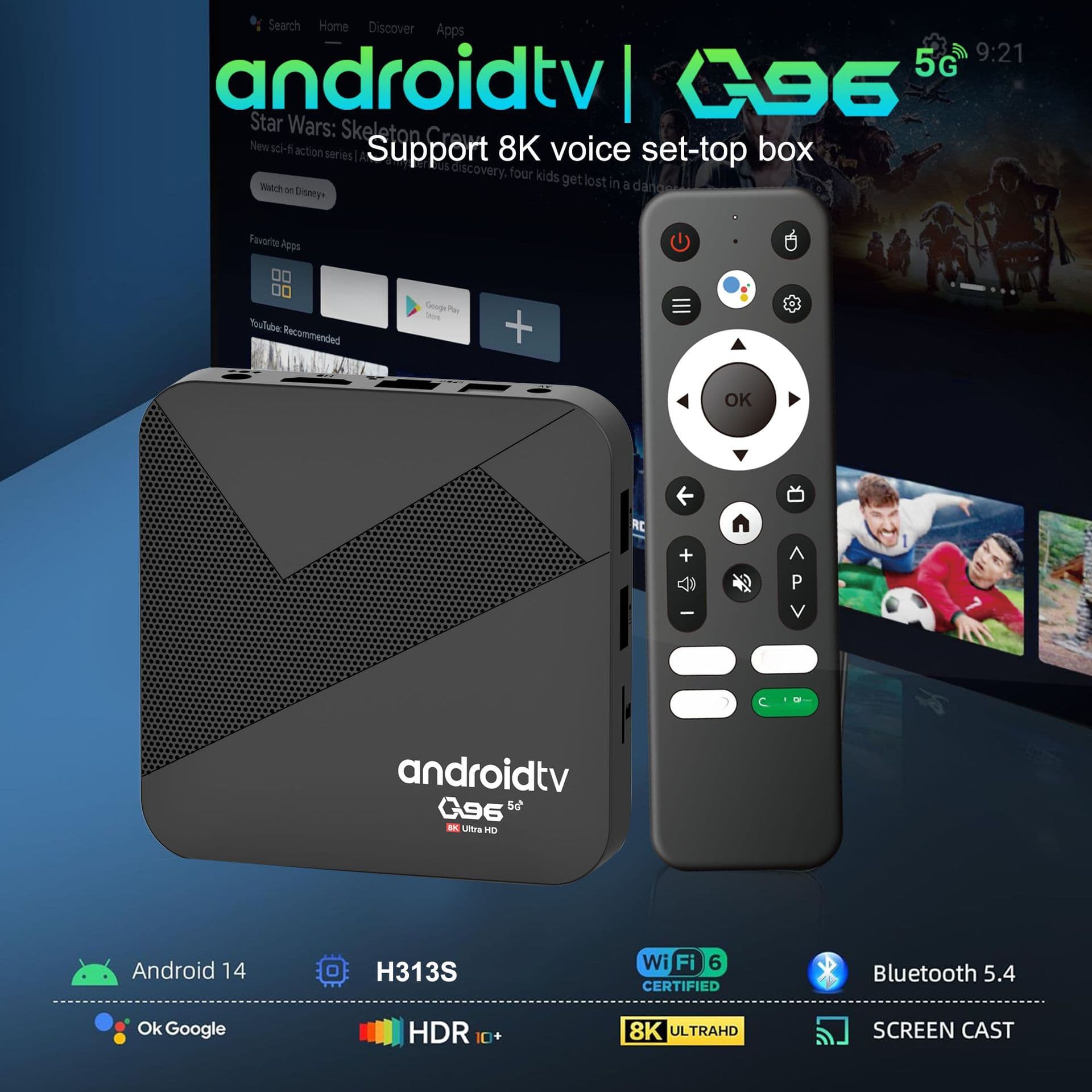 Q96 V09 Android TV Box Network Player 4K TV Set-Top Box WiFi Dual-Band Bluetooth TV BOX
