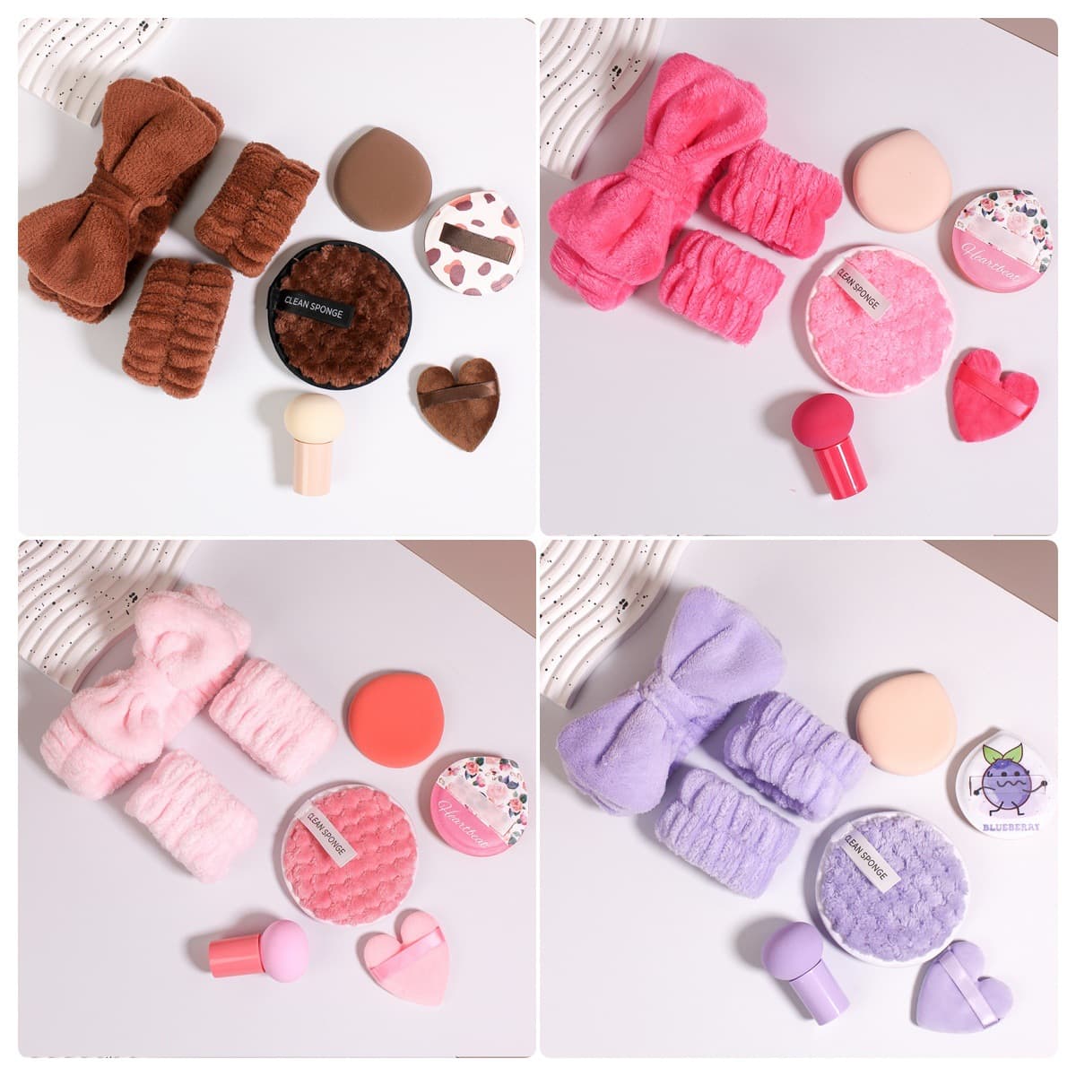 Coral Velvet Headband Makeup Sponge Hair Band Powder Puff Makeup Remover Cotton Face Washing Set Cross-border Cotton Candy Powder Puff Loose Powder Puff