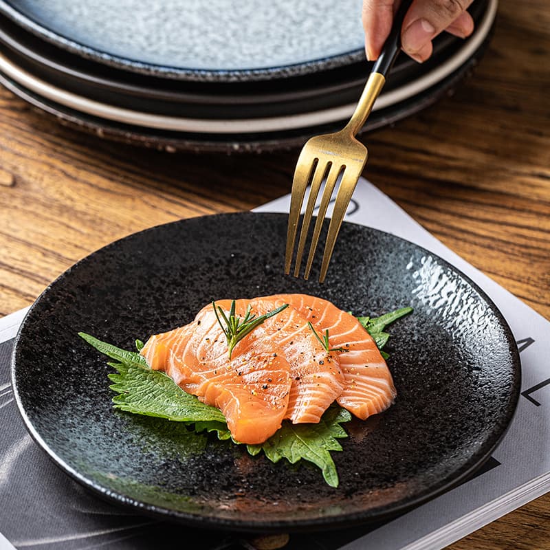 Japanese Style Steak Plate Western Dinner Plate Ceramic Plate Home Use Bone Dish Ceramic Plate High Appearance Cross-Border Wholesale