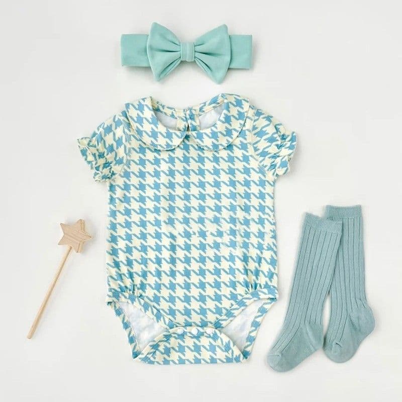 Korean Style Baby Bodysuit Spring Infant Clothes Spring Outfit Super Stylish Super Cute Infant Houndstooth Romper Spring