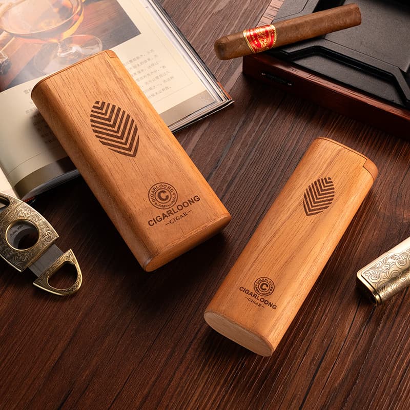 CIGARLOONG cigar cover, portable cedar wood cigar cover with sliding lid, humidor.