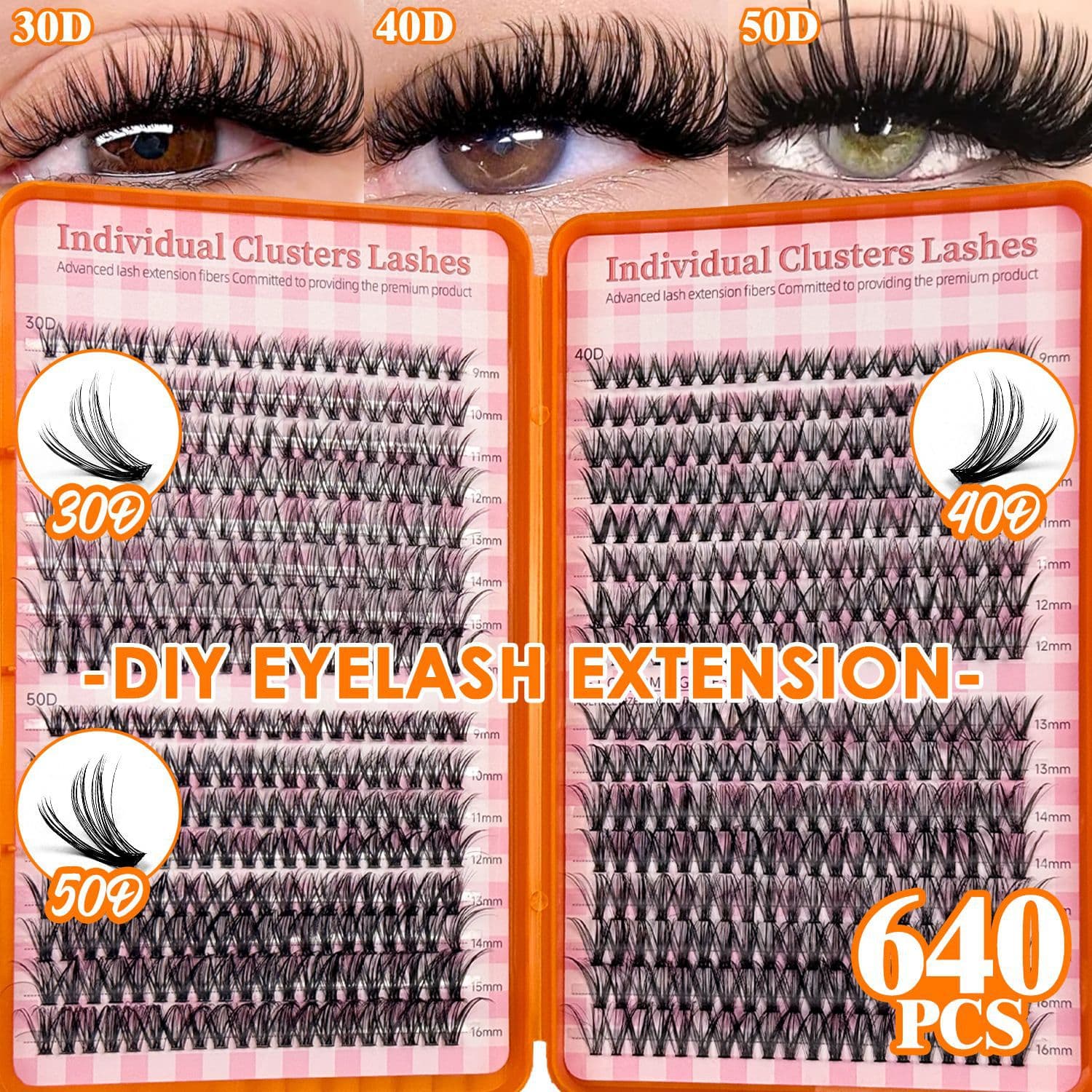 Cross-border SHEIN Hot-Selling DIY European and American False Eyelashes New Hot-Melt Cluster Self-Grafting 640 Clusters Large-Capacity Eyelash Book