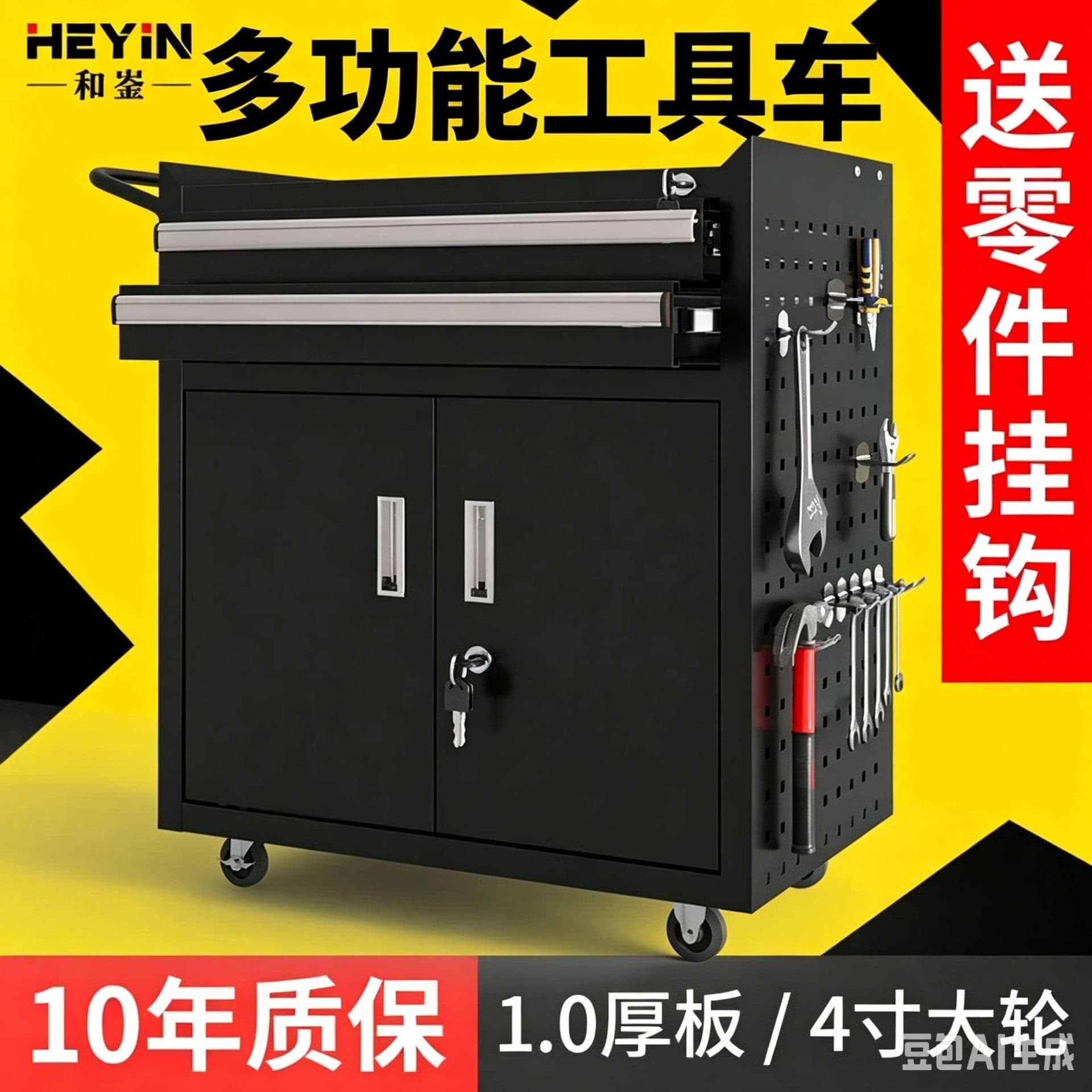 Auto repair tool cart mobile maintenance trolley hardware workshop tool storage cabinet industrial grade iron sheet factory direct sales