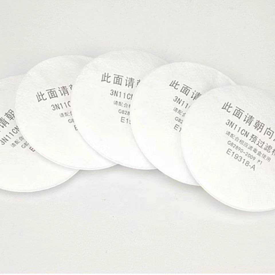 3N11CN Pre-Filter Cotton, Dust Mask and Face Shield Accessories, Round White KN95 Filter Cotton Cartridge