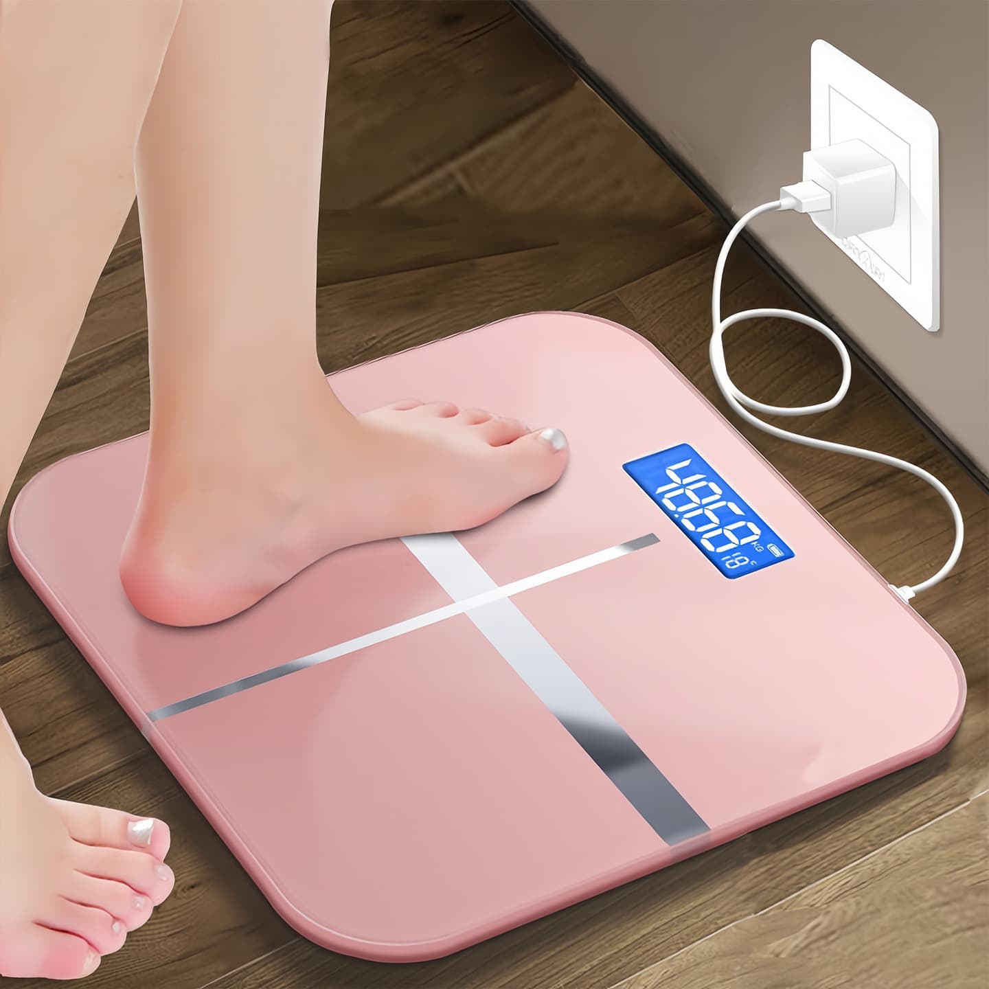 Home Scale, Rechargeable Electronic Scale, Precise Weighing Human Scale, Tempered Glass, Durable, Accurate Data Measurement