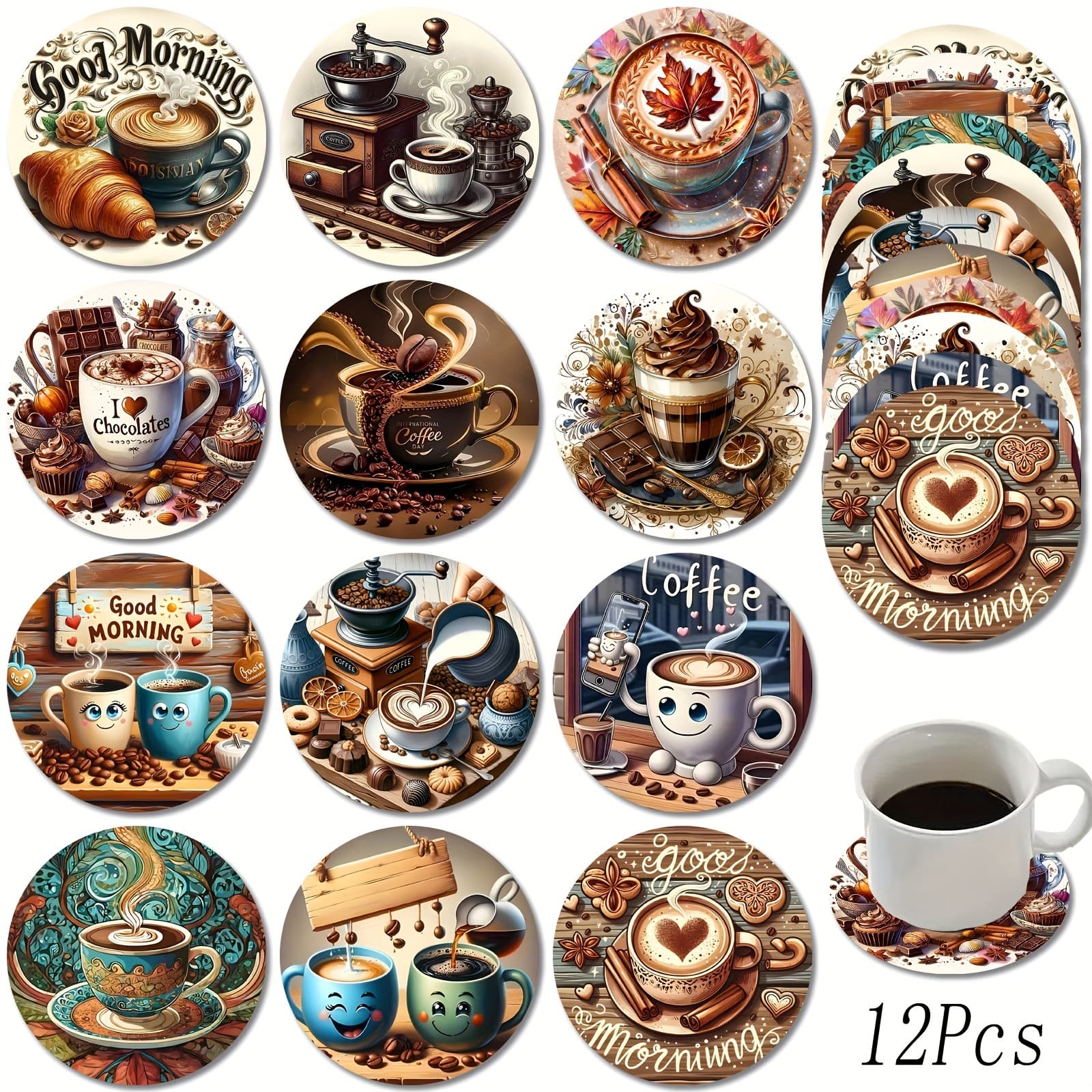 New Cross-Border Wooden Placemat Round Wooden Coaster Family Party Wooden Craft Decorative Wooden Coaster