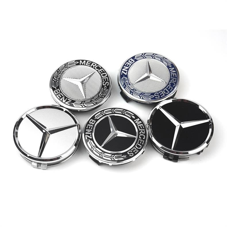 Mercedes Wheel Hub Cap Wheat Ear New C-Class E-Class S-Class GLC All Models Black Dark Blue Wheel Logo 75mm