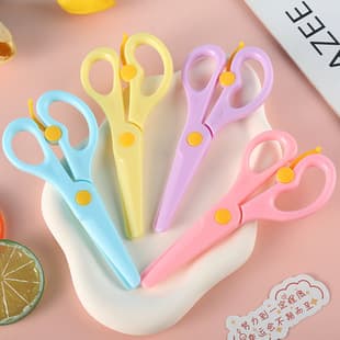 Macaron Color Children's Handmade Scissors Plastic Small Scissors Kindergarten DIY Paper-Cutting Art Scissors Factory Direct
