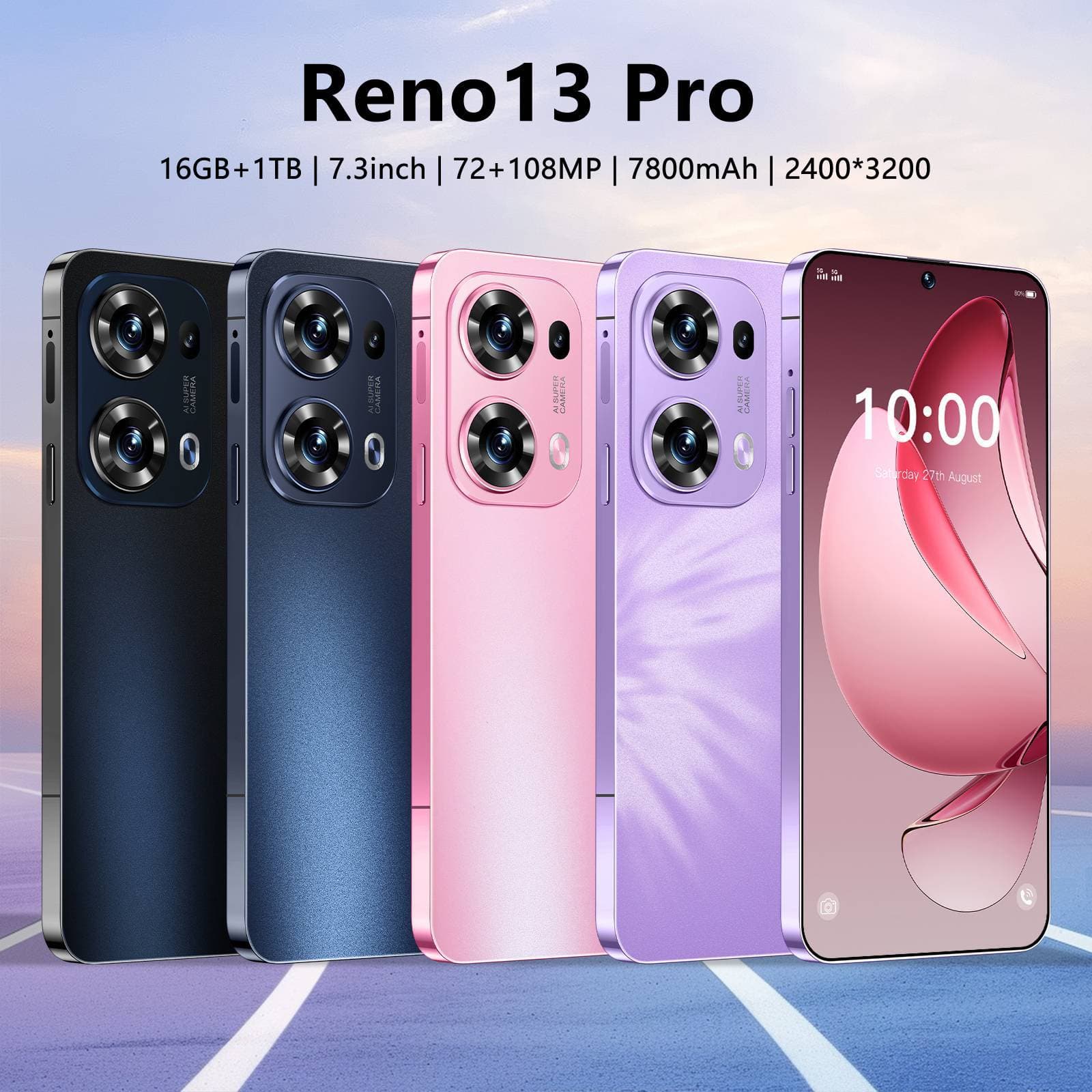 New Reno13 Pro Cross-Border Phone 2+16G 6.8-inch In-Cell Punch Hole Screen Smart Export Phone Direct Source