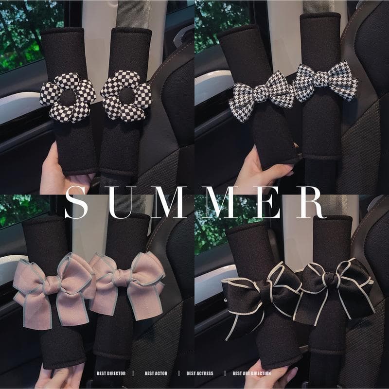 Car Seat Belt Shoulder Pad Cover, Summer Cute Flower Design for Women, Pair, Anti-Chafe Safety Belt Protector Decorative Cover