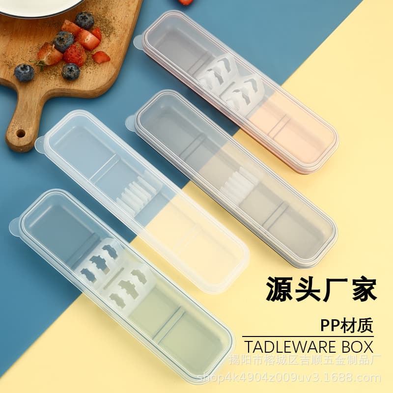 Top-Bottom Cover Portable Utensil Case Plastic Chopsticks Box Cartoon Children's Chopsticks Packaging Box Straw Utensil Case Empty Box
