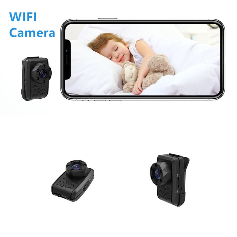 High-definition WiFi camera for indoor home security, mobile monitoring, nighttime video recording, audio recording, and wireless surveillance.
