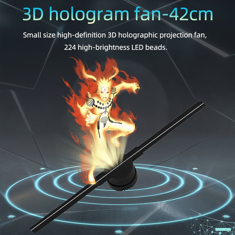 Naked-eye 3D Holographic Fan Projector All-in-One Machine, Stereoscopic Advertising Rotating Floating Imaging Wall-Mounted Advertising Machine