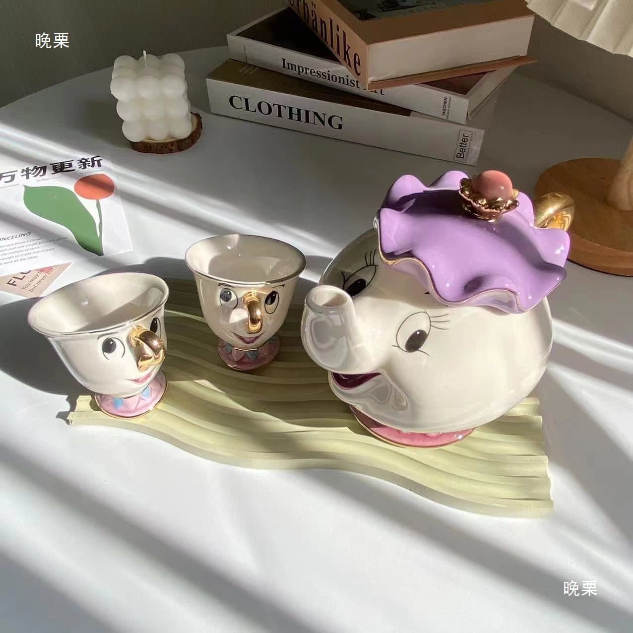 Beauty and the Beast Teapot Gold-Plated Ceramic Teapot Cup Mrs. Potts Teapot Mrs. Potts Chip Cup Default Option