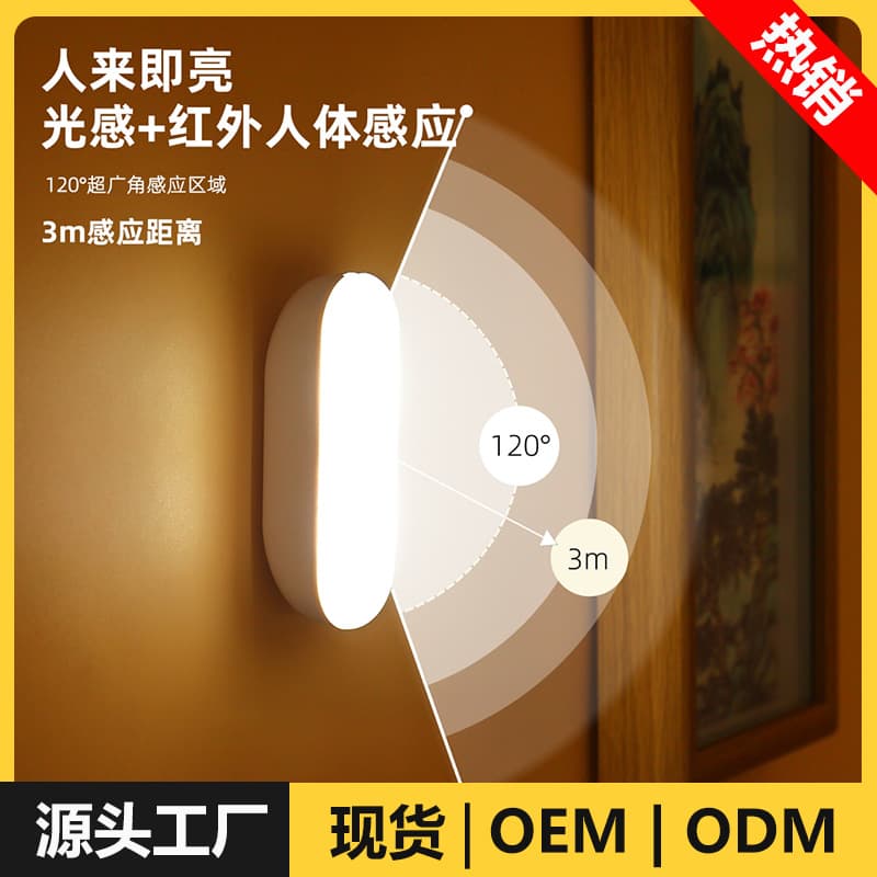 Smart sensor night light for nursing mothers, with light control and magnetic charging, emitting warm light for eye comfort in bedrooms and dorms.