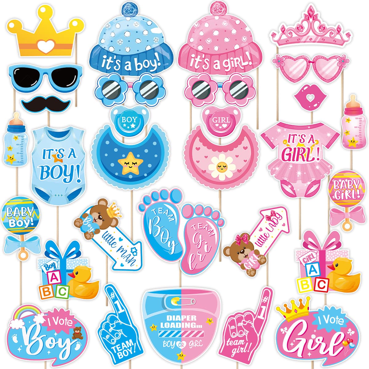 Cross-border gender reveal party photo props Boy and girl baby shower party photo props decoration