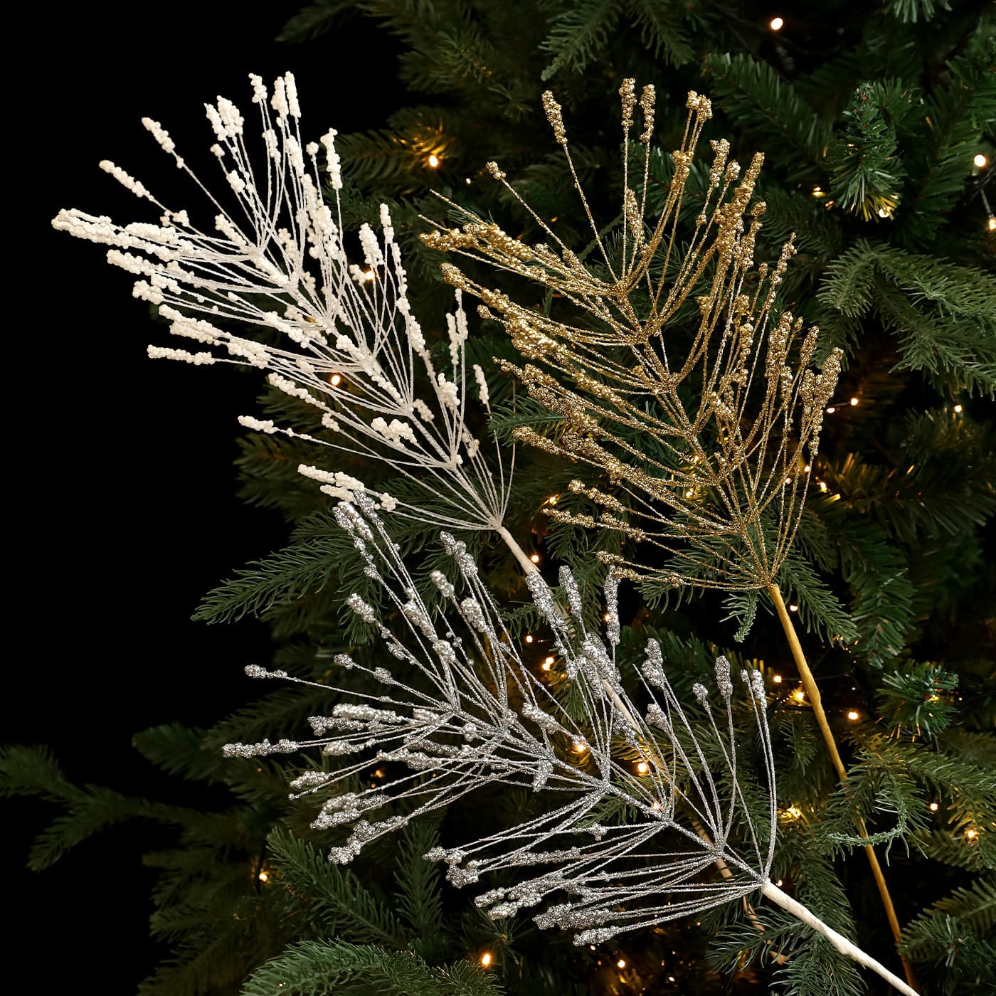 Cross-border Christmas Branch with Glitter Gold Powder, Sparkle, Firework Fringe, Wheat Ear, Christmas Tree Decoration Arrangement