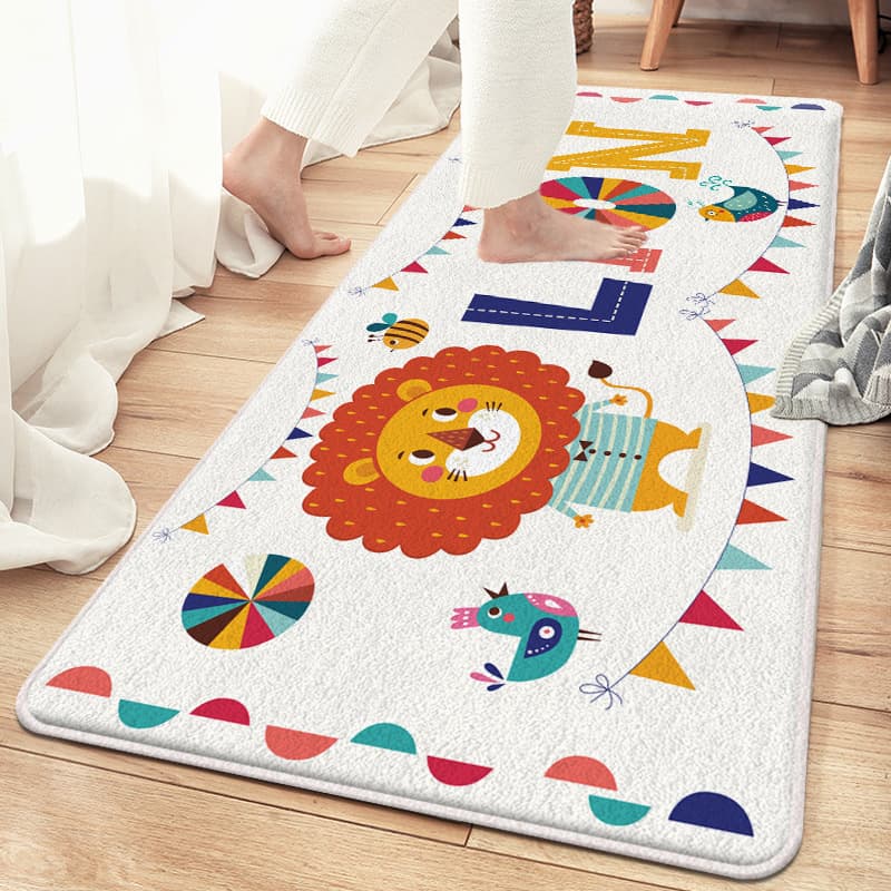 Long Rectangle Full Coverage Carpet Cartoon Design Artificial Cashmere Material Suitable for Bedroom Children's Room Balcony