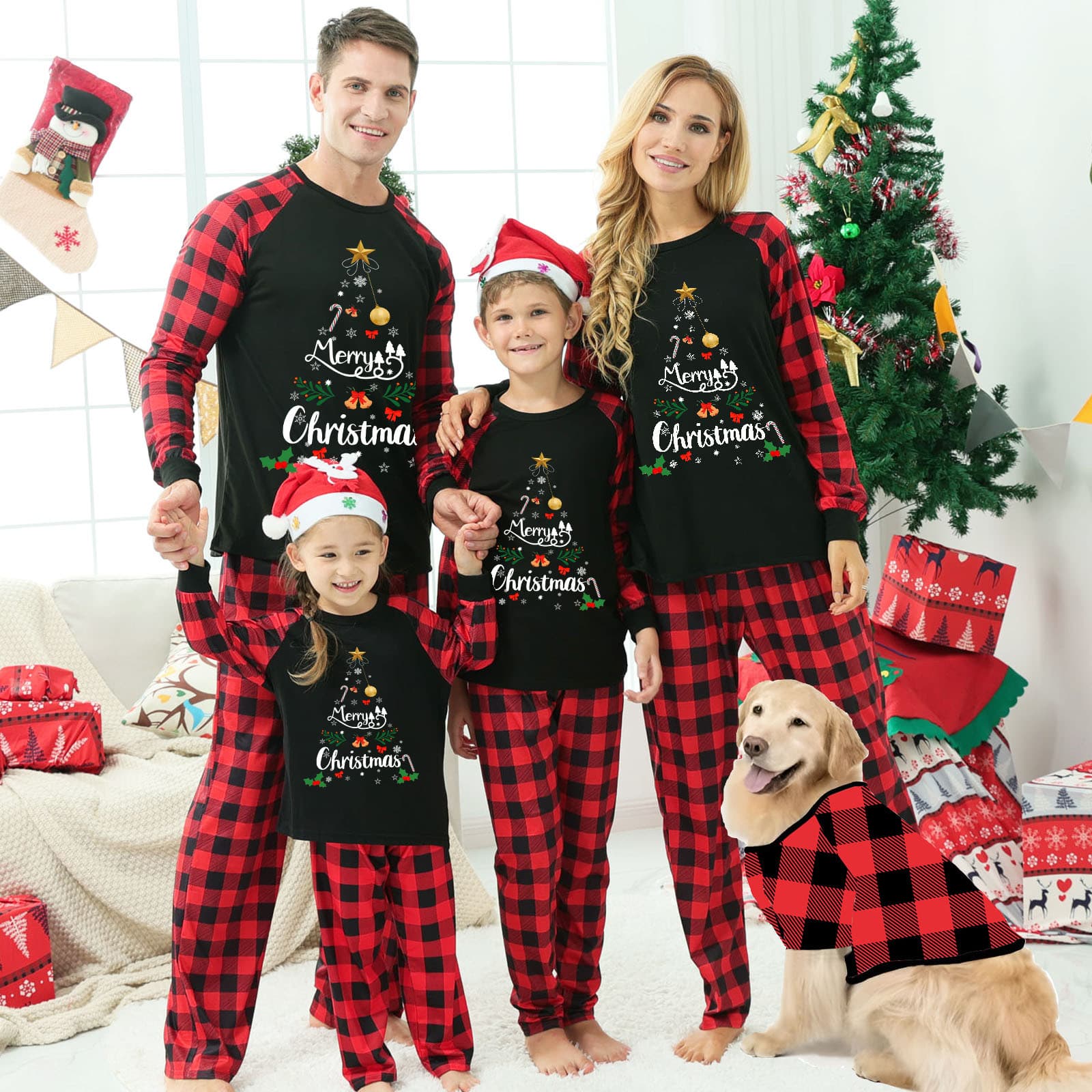 Tianming Clothing Christmas Family Matching Pajamas Long Sleeve Sleepwear Set for Mother and Child