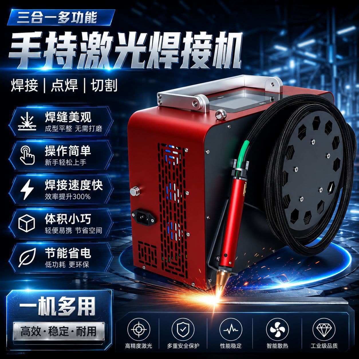 Small M15 handheld laser welding machine Portable air-cooled stainless steel spot welding and cutting three-in-one laser welding machine