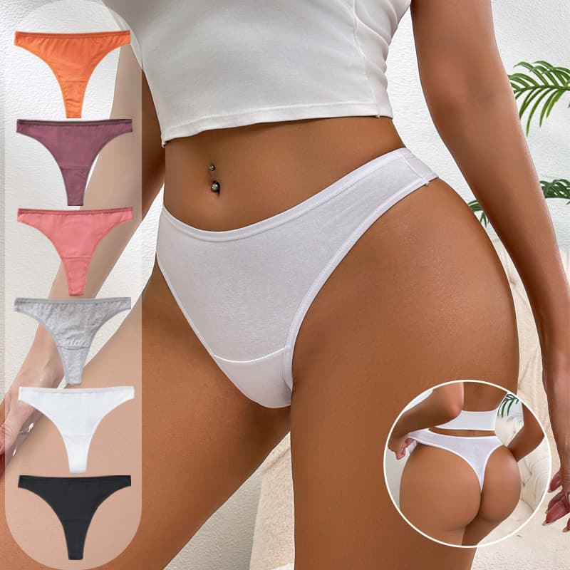 EU/US Sexy Thong Women's Sports Fitness Triangle Panty, Cotton Crotch Skin-Friendly Breathable Cotton T-Back
