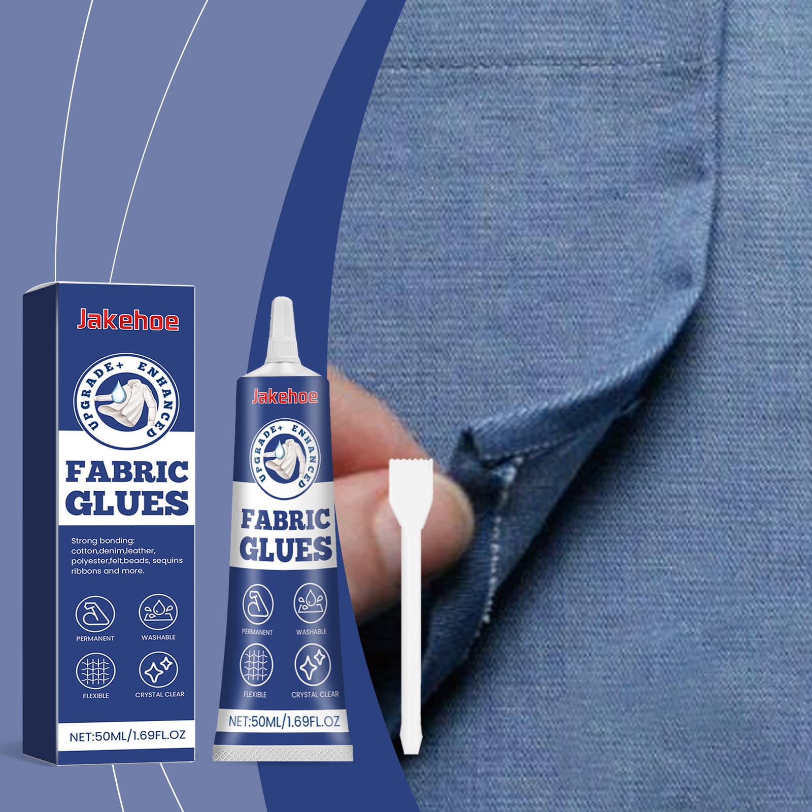 Jakehoe Fabric Adhesive Glue Daily Multi-Purpose Fabric Glue Clothes Pattern Adhesive Soft Adhesive
