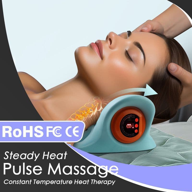 Sleep Cervical Traction Device with Red Light, Infrared Light Pulse Therapy, Heat Compress, and Massage Pillow for Home Use Head and Neck Massage Pillow
