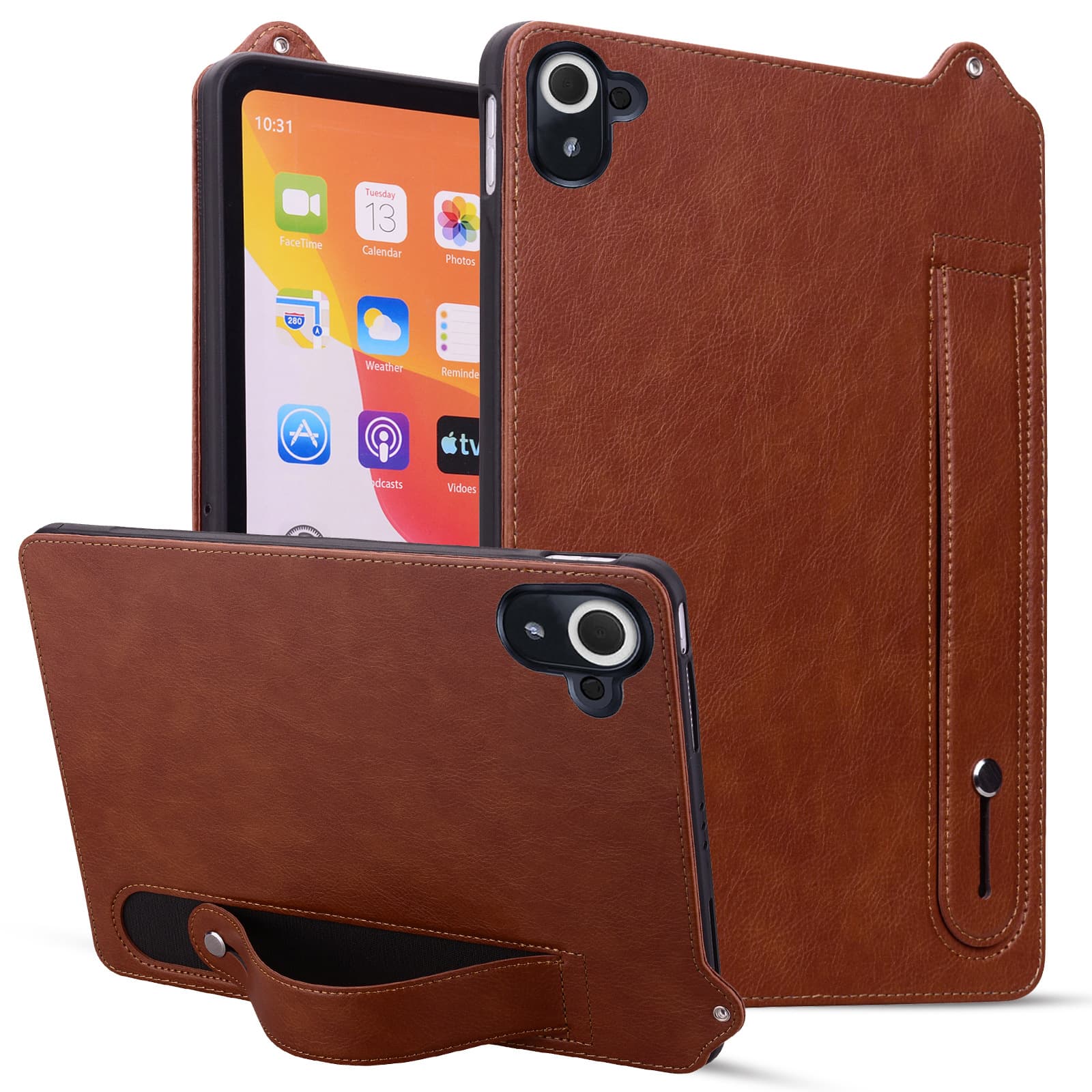Compatible with Redmi K Pad 8.8-inch tablet shell, Honor X7 crazy horse grain wrist strap stand drop-proof protective leather case