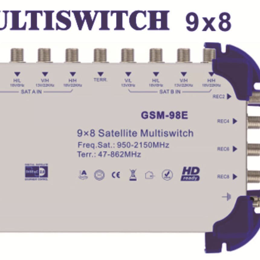 Multi Switch 950-2150MHz Satellite Antenna Signal 9-in 8-out Cascade